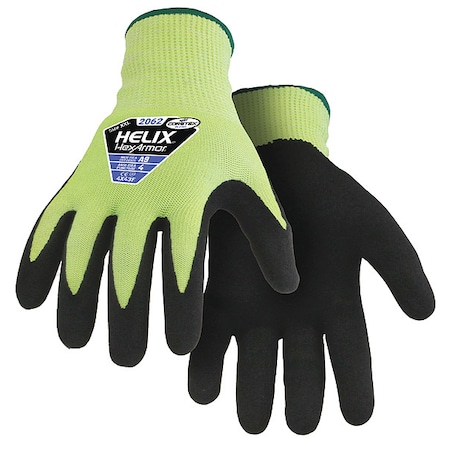 Hi-Vis Cut-Resistant Coated Gloves, Cut Level A9 ,Dipped ,Nitrile ,Sandy ,M 1 PR