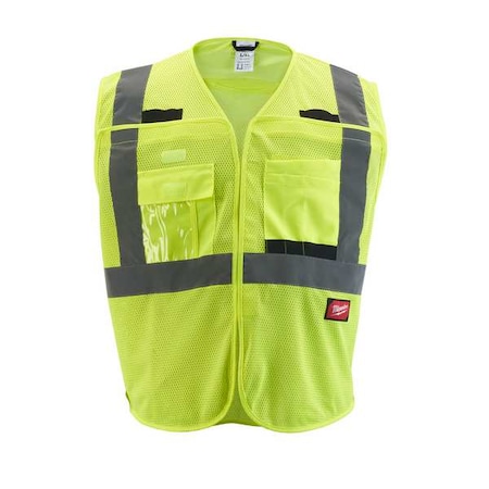 Class 2 Breakaway High Visibility Yellow Mesh Safety Vest - Small/Medium