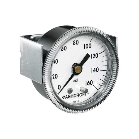 Panel Mount Pressure Gauge, 0 to 400 psi, 2 1/2 in Dial, 1/4 in NPT, Center Back Location