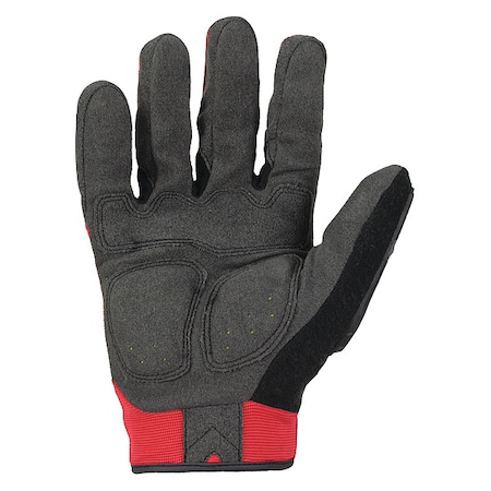 COMMAND IEX-MIGR5 Mechanics Gloves, Synthetic Leather Palm, Polyester Back, 4XL (13), Black/Red