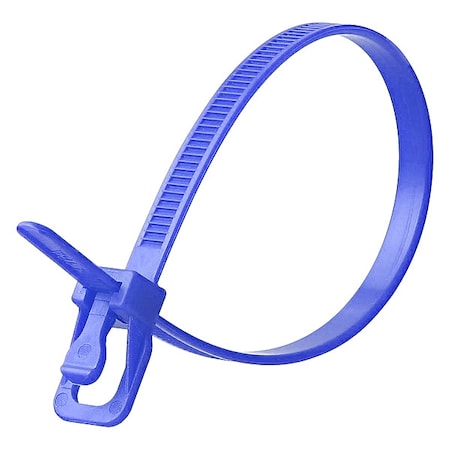 Cable Tie, 8 in L, 2.16 in Max Bundle Dia., Blue, Nylon 6/6, 50 lb Strength, 20 PK