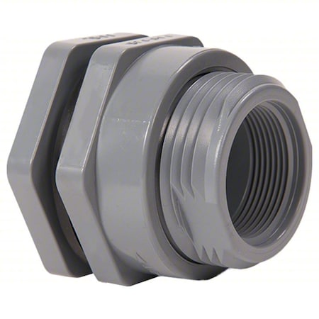 Bulkhead Fitting,EPDM,3 7/8"L,PVC