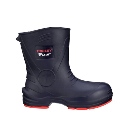 Men's Flite Mid Rubber Boots, Steel Toe, 10 in Height, Navy Blue/Red, M14
