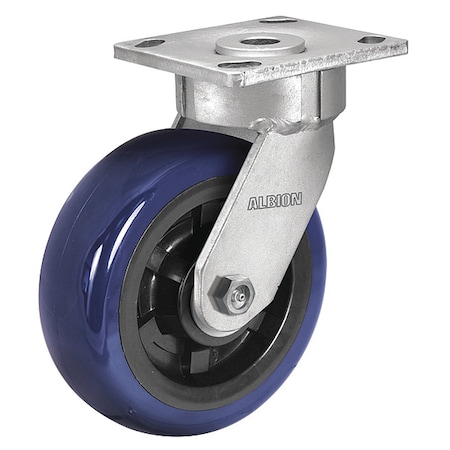 6" X 2" Non-Marking Polyurethane Premium Swivel Caster, No Brake, Loads Up To 1100 lb