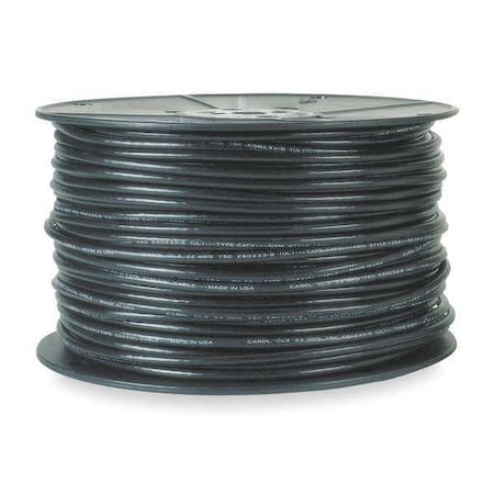 Communication Cable, 4 C, Black, Rubber, 100 ft.