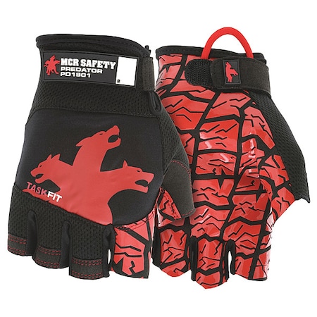 PD1901 Mechanics Gloves, Synthetic Leather Palm, Spandex Back, M, Black