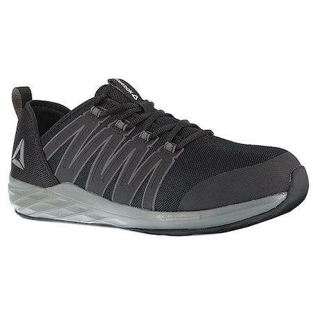 Women's Athletic Shoe, Steel Toe, Mesh Upper, Rubber Outsole, Lace Up, Black/Gray, 11 W