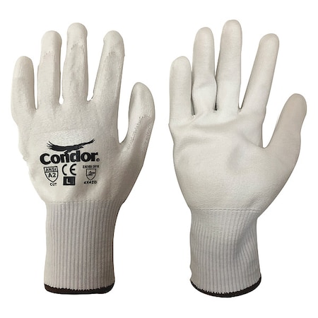 Cut-Resistant Coated Gloves, Cut Level A2 ,Dipped ,Polyurethane ,Smooth ,M 1 PR