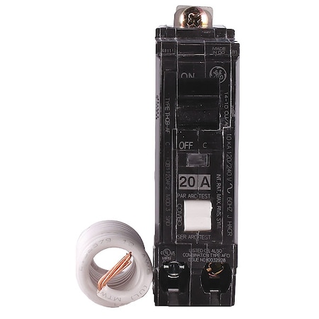 Molded Case Circuit Breaker, THQL Series, 20A, 1 Pole, 120/240V AC, 10kA at 120/240V AC