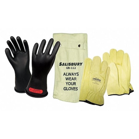 Electrical Glove Kit,  1000V AC/1500V DC, 11 in Length, Type 1, Class 0, Black, Size 10 1/2,PR