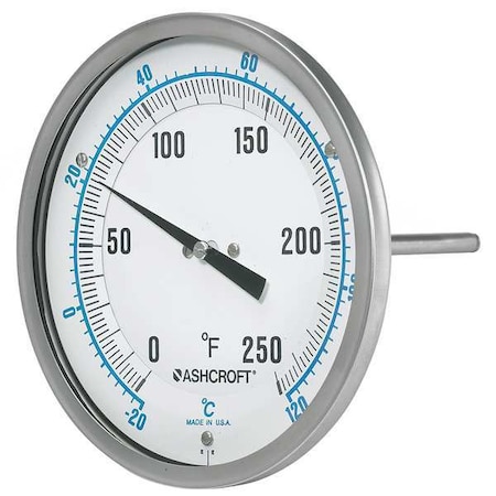 Dial Thermometer,5 in Dial,1/2 in Conn.