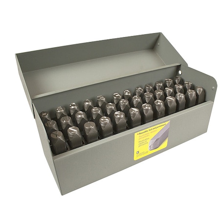 Letter and Number Stamp Set, Includes 36 pcs; A-Z, 0-9, Ampersand, 1/4 Character Height, Steel