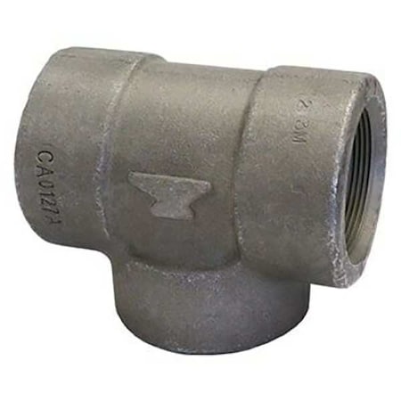 Tee Tee, 1" Pipe, FNPT, Black Forged Steel, Class 3000