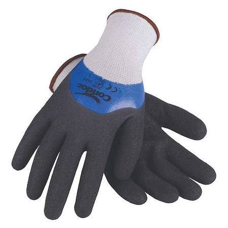 Coated Gloves, Nitrile, Textured, 4-Mar, 3 Abrasion Level, White, M (8) 1 PR