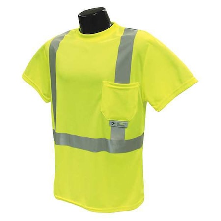 T-Shirt, Type R Class 2, R, Birdseye Mesh, Hi-Vis Green, 3X