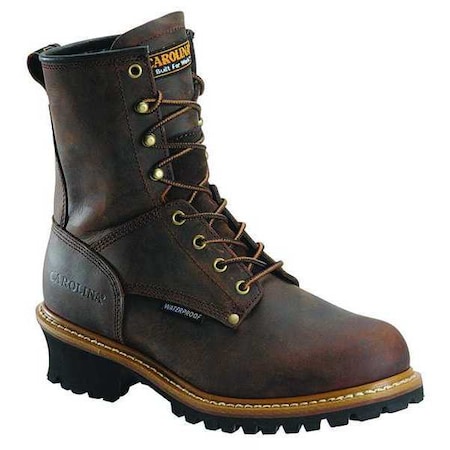 Men's Logger Boot, 12 EE, Steel Toe, 8 in H, Brown, CA9821