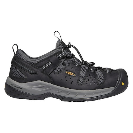 Men's Hiker Shoe, 9 Leather, Mesh Upper, Steel Toe, 3 in H, Black/Dark Shadow, 1023216