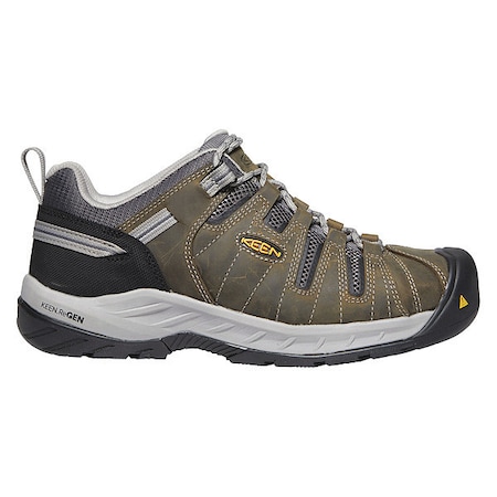 Men's Hiker Shoe, 10 Leather, Mesh Upper, Steel Toe, 3 in H, Gargoyle/Paloma, 1023267