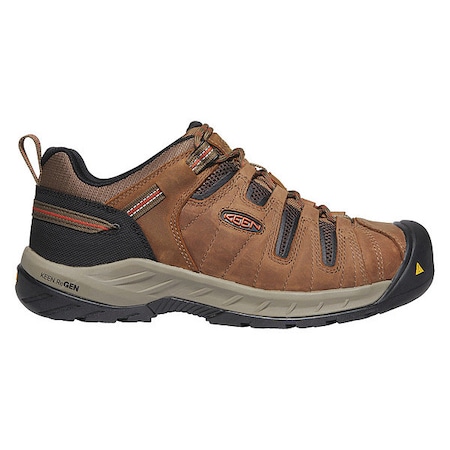 Men's Hiker Shoe, 11 1/2 Leather, Mesh Upper, Steel Toe, 3 in H, Rust/Shitake, 1023268