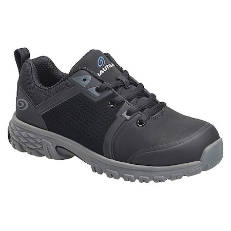Women's Athletic Shoe, Alloy Toe, Leather, Microfiber Upper, EVA Outsole, Lace Up, Black, 9 M