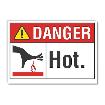 Danger Sign, 5 in H, 7 in W, Reflective Sheeting, Horizontal Rectangle, English, LCU4-0161-RD_7X5