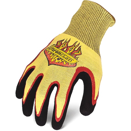 Pyro Heat-Resistant Glove, 284  Degrees F Max Temp., Knit Cuff Yellow/Black, L ( 9 ), 1 PR