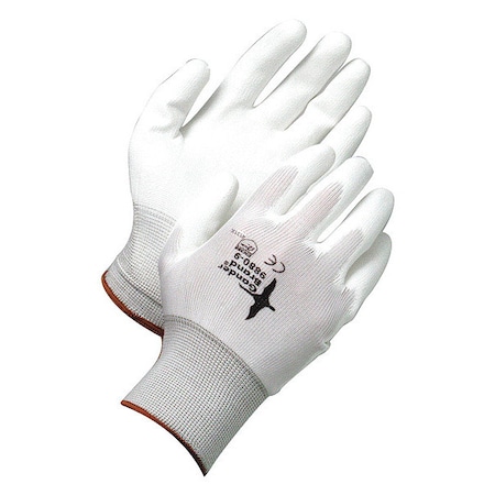 Coated Gloves, Polyurethane, Smooth, Palm, Not Rated Abrasion Level, M 1 PR
