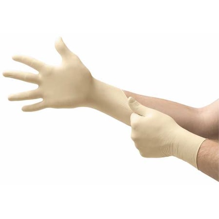 69-210, Disposable Gloves, 3.5 mil Palm, Latex, Powder-Free, M (8), 100 PK, Beige