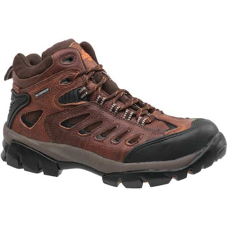 Men's Hiker Boot, 11 1/2 W, Steel Toe, 6 in H, Brown, N9546