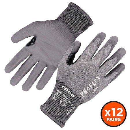 ANSI A7 PU Coated CR Gloves 12-Pair, Gray, Size M