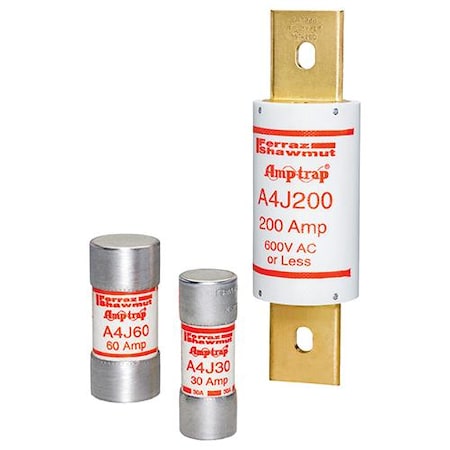UL Class Fuse, A4J Series, 15A, Fast-Acting, 600V AC, Ferrule