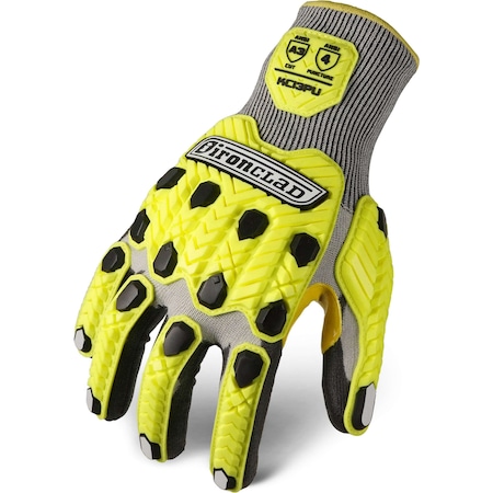 Knit Gloves, Thermoplastic Rubber Back, 3 Abrasion Level, High-Visibility Yellow, 2XL (11)