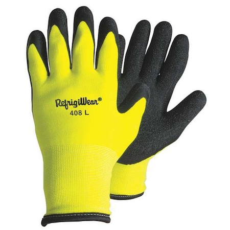 Hi-Vis Cold Protection Gloves, Nylon Palm, Terry Lining, High-Visibility Lime, M ( 8 )