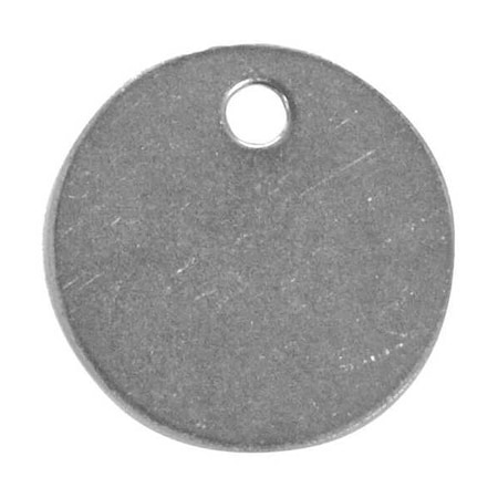 Blank Tag, Stainless Steel, 1 in H x 1 in W, 1 in Dia., Silver, Round, 25 PK