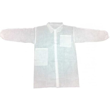Condor Disposable Lab Coat, Polypropylene, Snaps Closure, White, XL, 30 PK