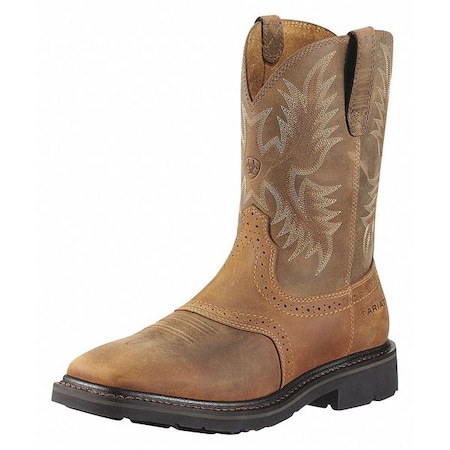 Men's Western Boot, 7 1/2 EE, Steel Toe, 10 in H, Aged Bark, 10010134