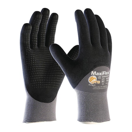 Coated Gloves, Foam Nitrile, Dotted, Palm, 4 Abrasion Level, Gray, M (8) 12 PK
