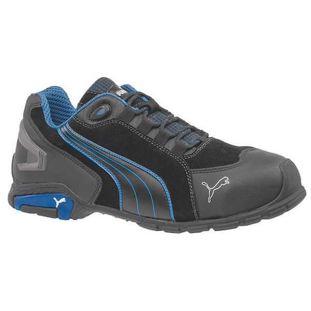 Men's Athletic Shoe, Aluminum Toe, Leather Upper, Carbon Rubber Outsole, Lace Up, Black/Blue, 8 EE