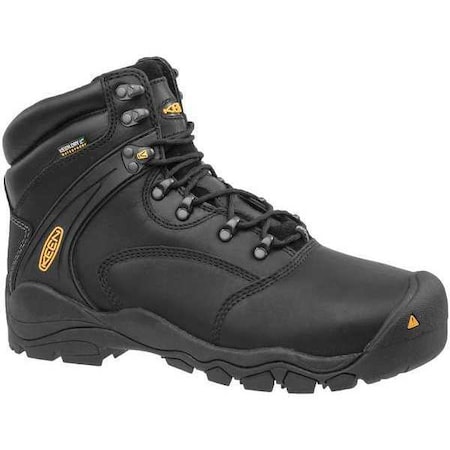 Men's 6-Inch Work Boot, 9 D, Steel Toe, 6 in H, Black, 1011357