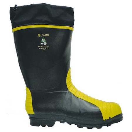 Unisex Viking(R) Tall Rubber Boots w/Met Guard, Steel Toe, 15" Height, Black/Yellow, 9