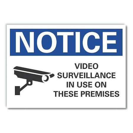 Notice, Video Surveillance In Use On These Premises, 7 in W x 5 in H, Horizontal Rectangle