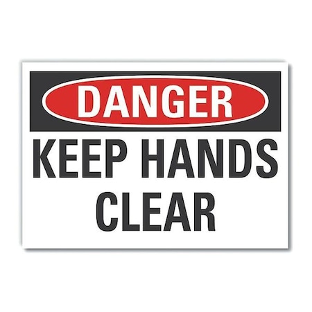 Danger Sign, 3 1/2 in Height, 5 in Width, Polyester, Horizontal Rectangle, English