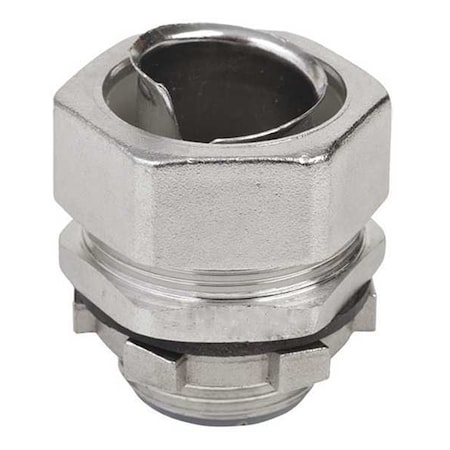 Conduit Fitting Grounding Connector, 1-1/4 in, Compression, 316 Stainless Steel, Polished, Silver