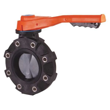 Butterfly Valve, 4", CPVC/EPDM, Lever Handle, 316-SS Lugs