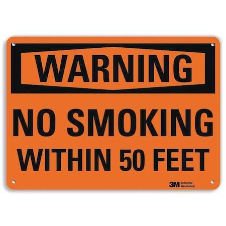 Warning, Within 50 Feet, 14 in W x 10 in H, Vertical Rectangle, Aluminum