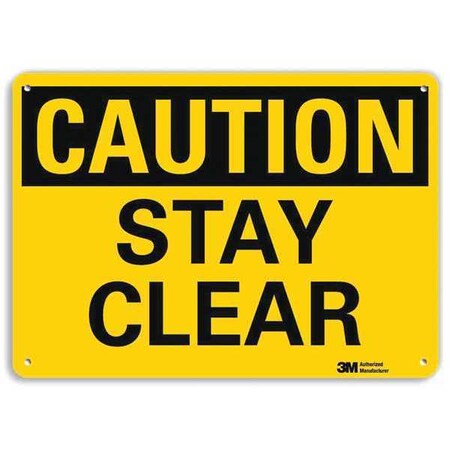 Caution, Stay Clear, 14 in W x 10 in H, Horizontal Rectangle, Aluminum