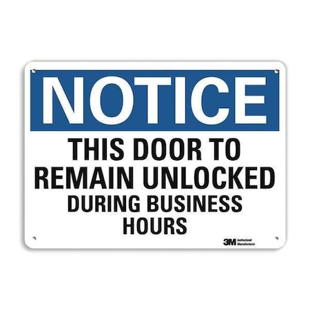Notice Sign, 10 in H, 14 in W, Aluminum, Horizontal Rectangle, English, U5-1554-RA_14X10