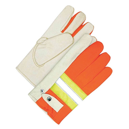 Cowhide Snapback Roper HiViz, Cinch Cuff, Keystone Thumb, Orange/Tan, S, 1 PR