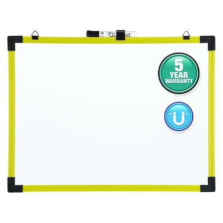 Dry Erase Board, Steel, 48 in, 72 in, Plastic Frame, White, Gloss