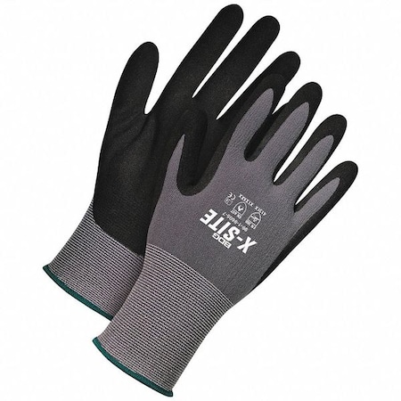 Coated Gloves, Foam Nitrile, Sandy, Palm, 4 Abrasion Level, Black/Gray, XL (10) 1 PR
